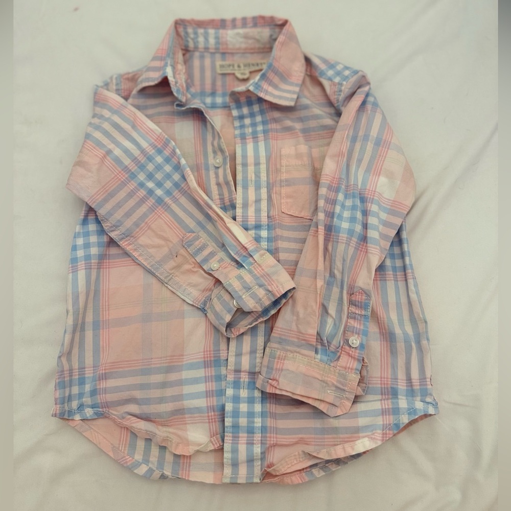 Elegant Pink and Blue Button Down Shirt